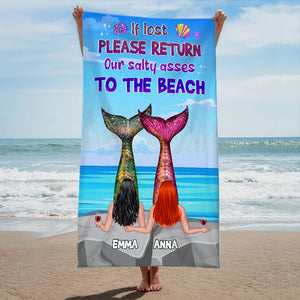 Our Salt Asses To The Beach - Personalized Mermaid Beach Towel - Gifts For Sister, BFF, Besties - Beach Towel - GoDuckee
