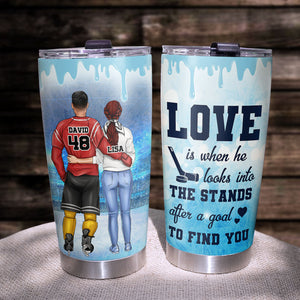 Personalized Hockey Couple Tumbler Cup - Love after a goal to find you - Tumbler Cup - GoDuckee