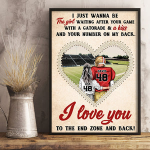 Personalized Football Couple Poster - I Love You To The End Zone And Back - Heart Shape - Poster & Canvas - GoDuckee