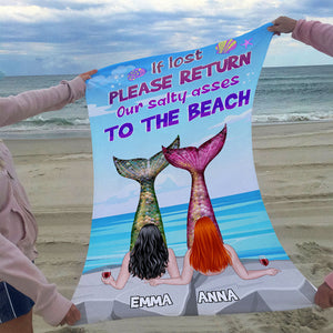 Our Salt Asses To The Beach - Personalized Mermaid Beach Towel - Gifts For Sister, BFF, Besties - Beach Towel - GoDuckee