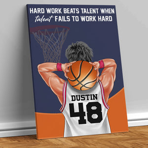 Personalized Basketball Player Poster - Hard Work Beats Talent - Poster & Canvas - GoDuckee