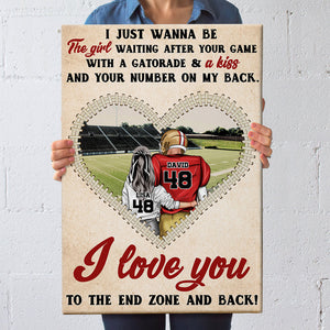 Personalized Football Couple Poster - I Love You To The End Zone And Back - Heart Shape - Poster & Canvas - GoDuckee