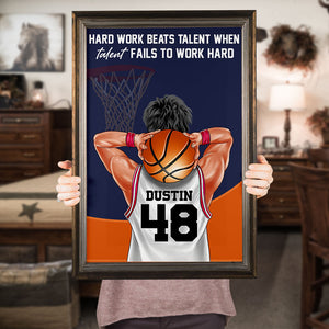 Personalized Basketball Player Poster - Hard Work Beats Talent - Poster & Canvas - GoDuckee
