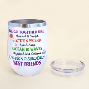 Personalized Mermaid Besties Wine Tumbler - We Go Together Like - Beach Theme - Wine Tumbler - GoDuckee