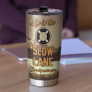 Personalized Pontoon Tumbler Cup - Life In The Slow Lane - Gift For Friend - Tumbler Cup - GoDuckee