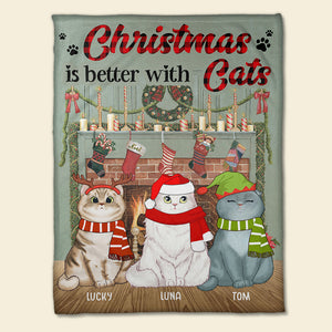 Personalized Cat Breeds Blanket - Christmas Is Better With Cats - Blanket - GoDuckee