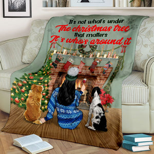 Personalized Sweater Girl & Dog Breeds Blanket - It's Not What's Under The Christmas Tree - Blanket - GoDuckee