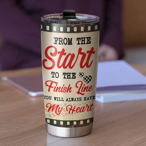 Personalized Racing Couple - The Race Track Is Our Happy Place - Tumbler Cup - GoDuckee