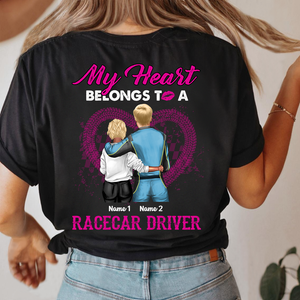 Personalized Couple Gifts Shirt Ideas For Racing Girl My Heart Belongs To A Racecar Driver - Custom Shirts - Shirts - GoDuckee