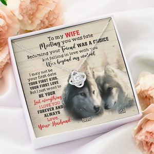 Custom Wolf Couple's Name - Personalized Love Knot Necklace - To My Wife - Jewelry - GoDuckee