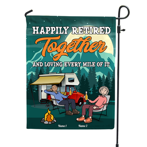 Personalized Gifts For Couple, Happily Retired Together - Custom Camping Flag - Flag - GoDuckee