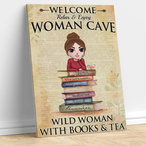 Personalized Relaxing Girl Poster - Wild Woman With Book & Tea - Welcome Relax & Enjoy - Poster & Canvas - GoDuckee