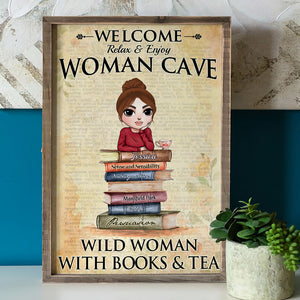 Personalized Relaxing Girl Poster - Wild Woman With Book & Tea - Welcome Relax & Enjoy - Poster & Canvas - GoDuckee