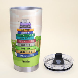 Personalized Writer-Author Tumbler Cup - custom book titles - Reading Girl - Tumbler Cup - GoDuckee