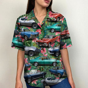 Custom Classic Car Photo Hawaiian Shirt, Floral Pattern, Summer Gift - Hawaiian Shirts - GoDuckee