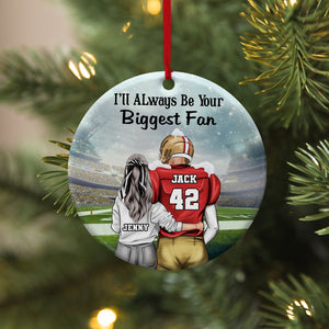 I'll Always Be Your Biggest Fan Personalized Football Couple Ornament, Christmas Tree Decor - Ornament - GoDuckee