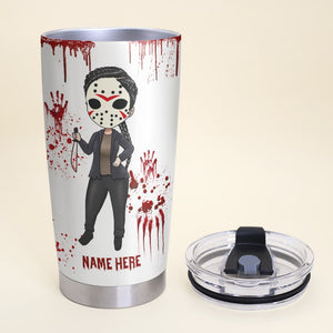Personalized Horror Tumbler - Don't Mess With a Woman Who Knows How to Stage a Crime Scene - Tumbler Cup - GoDuckee