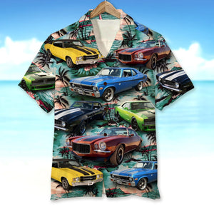 Custom Muscle Car Hawaiian Shirt, Hawaii Beach Patten - Hawaiian Shirts - GoDuckee
