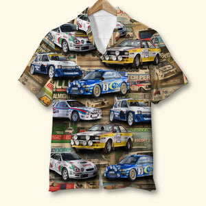 Custom Rallying Hawaiian Shirt, Racing Magazine Pattern - Hawaiian Shirts - GoDuckee