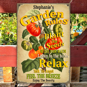 Garden Rules Personalized Gardening Metal Sign Gift For Gardener - Metal Wall Art - GoDuckee