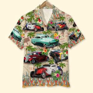 Custom Hot Rod Photo Hawaiian Shirt, American Map Pattern - Hawaiian Shirts - GoDuckee