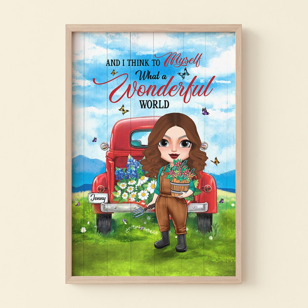 Gardening Girl And I Think To Myself What A Wonderful World Personalized Canvas Print - Poster & Canvas - GoDuckee