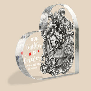 Our Together Is Forever, Personalized Acrylic Plaque, Gift For Couple, Skull Couple - Decorative Plaques - GoDuckee