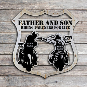 Father And Son Riding Partners For Life Personalized Biker Metal Sign Gift For Family - Metal Wall Art - GoDuckee