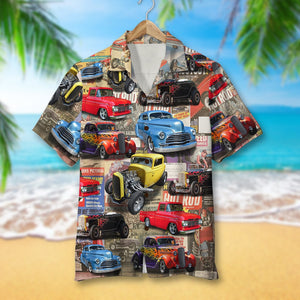 Custom Hot Rod Photo Hawaiian Shirt, Magazine Pattern - Hawaiian Shirts - GoDuckee