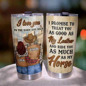 Personalized Cowboy Couple Tumbler Cup - I Love You To The Barn And Back - Tumbler Cup - GoDuckee