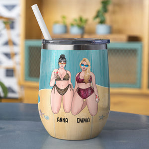 Personalized Bikini Girls Trip Wine Tumbler - Give The Girls Drinks - Wine Tumbler - GoDuckee