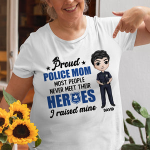 Proud Police Mom/Dad - Personalized Shirts - Chibi Police Front View - Shirts - GoDuckee