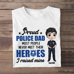 Proud Police Mom/Dad - Personalized Shirts - Chibi Police Front View - Shirts - GoDuckee