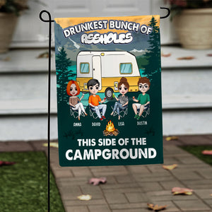 Personalized Friends Flag - This Side Of The Campground - Friends Sitting Together - Flag - GoDuckee