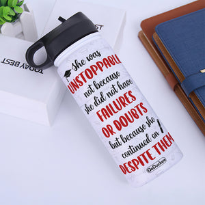 Personalized Graduation Water Bottle - She Was Unstoppable gdt2104 - Water Bottles - GoDuckee