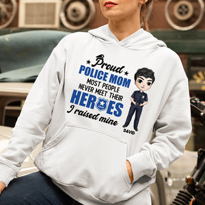 Proud Police Mom/Dad - Personalized Shirts - Chibi Police Front View - Shirts - GoDuckee