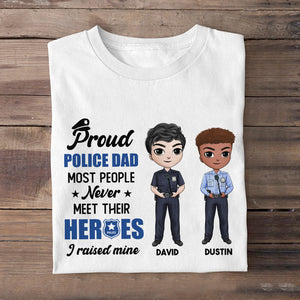 Proud Police Mom/Dad - Personalized Shirts - Chibi Police Front View (2 police) - Shirts - GoDuckee