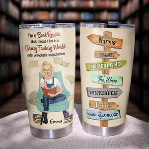 Personalized Book Lover Tumbler - A Sitting Girl Reads - I'm A Book Reader - Tumbler Cup - GoDuckee