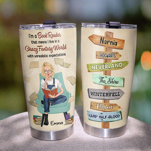 Personalized Book Lover Tumbler - A Sitting Girl Reads - I'm A Book Reader - Tumbler Cup - GoDuckee