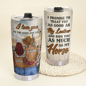 Personalized Cowboy Couple Tumbler Cup - I Love You To The Barn And Back - Tumbler Cup - GoDuckee