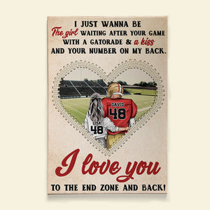 Personalized Football Couple Poster - I Love You To The End Zone And Back - Heart Shape - Poster & Canvas - GoDuckee