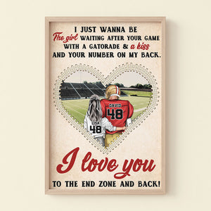 Personalized Football Couple Poster - I Love You To The End Zone And Back - Heart Shape - Poster & Canvas - GoDuckee