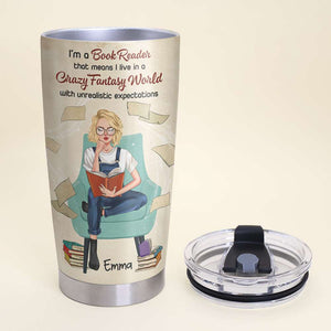 Personalized Book Lover Tumbler - A Sitting Girl Reads - I'm A Book Reader - Tumbler Cup - GoDuckee