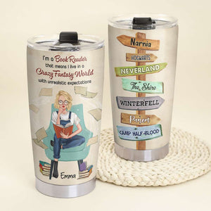 Personalized Book Lover Tumbler - A Sitting Girl Reads - I'm A Book Reader - Tumbler Cup - GoDuckee