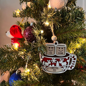 Hot Cocoa Mug Family, Personalized Wood Ornament, Christmas Gift For Family - Ornament - GoDuckee