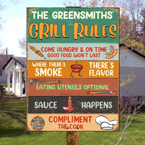 BBQ Metal Sign - Custom Grill Rules & Name - Metal Wall Art - GoDuckee