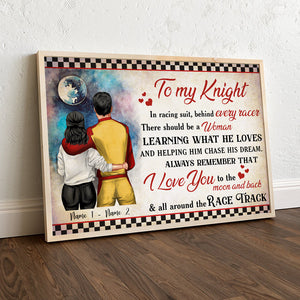 Personalized Racing Couple Poster - To My Knight In Racing Suit - Checkered Pattern - Poster & Canvas - GoDuckee