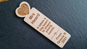 Teacher Personalized Thank You Wooden Bookmark - Gifts for Teachers - Bookmarks - GoDuckee