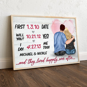 Personalized Young Couple Poster - And They Lived Happily Ever After - First Date, Will You? Yes, I Do, Me Too - Poster & Canvas - GoDuckee