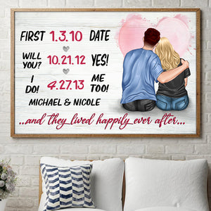 Personalized Young Couple Poster - And They Lived Happily Ever After - First Date, Will You? Yes, I Do, Me Too - Poster & Canvas - GoDuckee